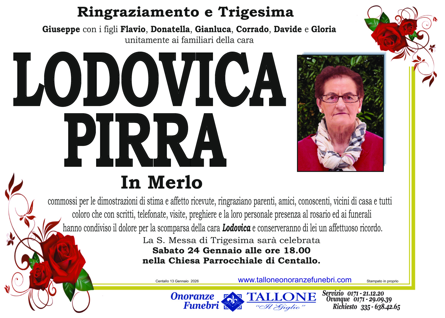 <br />
<b>Warning</b>:  Undefined variable $info in <b>/home/tallone/public_html/ringraziamenti.php</b> on line <b>68</b><br />
Lodovica Pirra